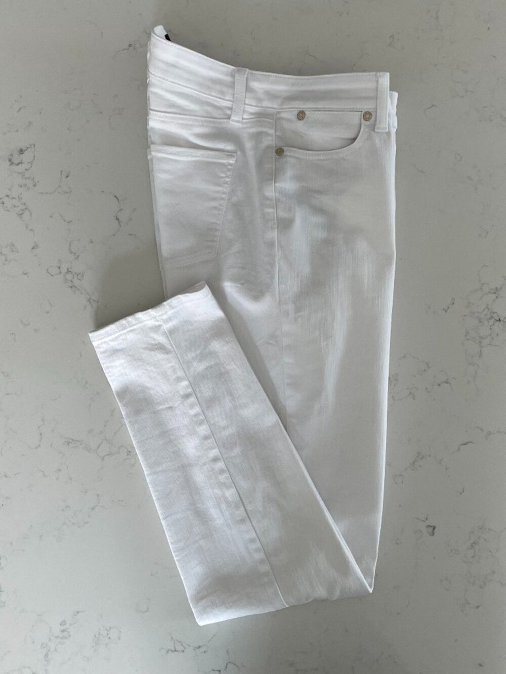 Talbots Slim Ankle 5 Pocket Casual Cotton Poly Blend Denim Jean White Sz 4